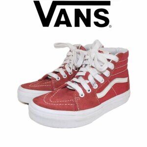 Vans Sk8-Hi Red High Top Lace up Sneakers Canvas/Suede Kids Size 1